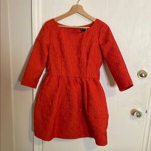 H&M Orange Red Jacquard Mini Dress